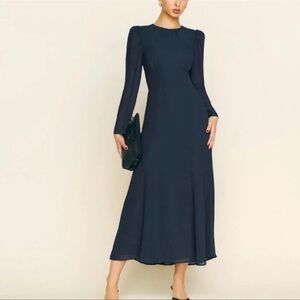 Reformation Navy Midi Dress
